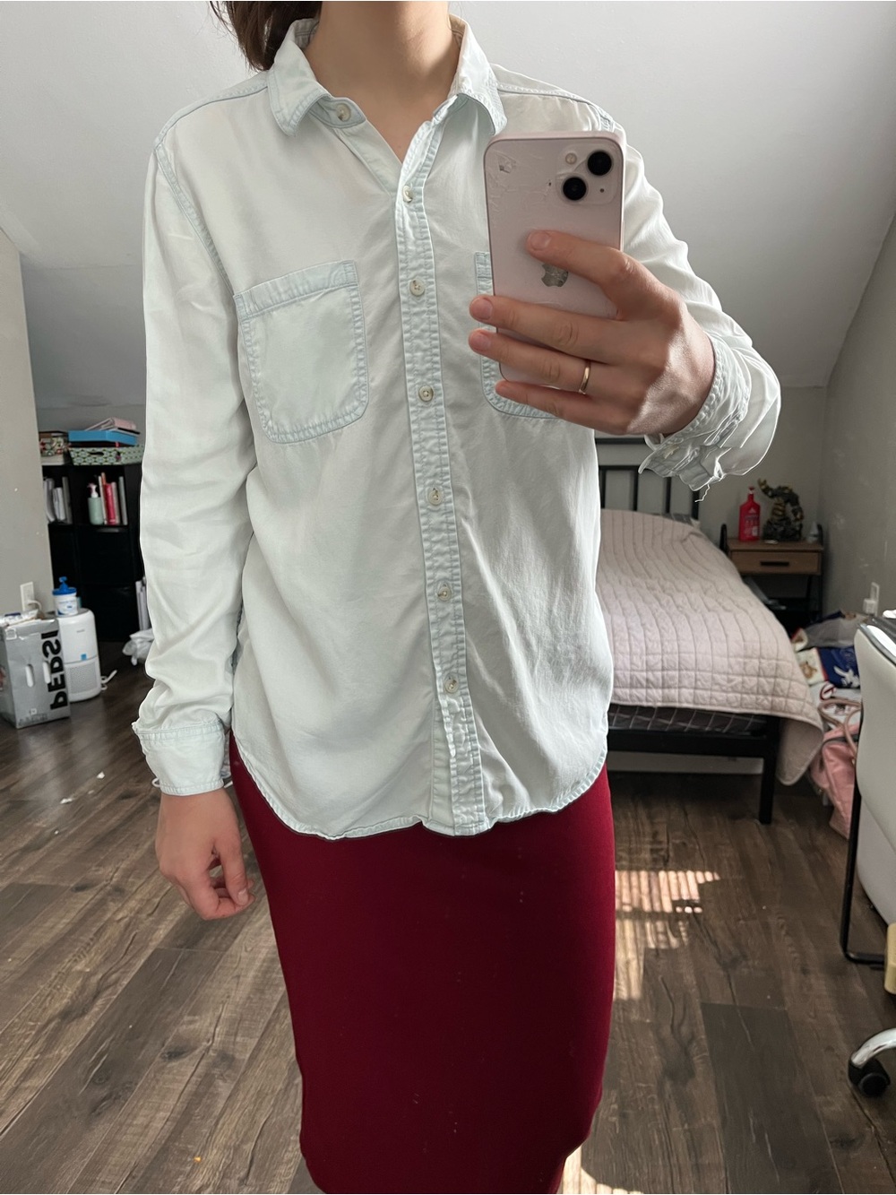 Classic Mossimo Supply Co Boyfriend Fit Button Down Shirt Light Blue Size M
